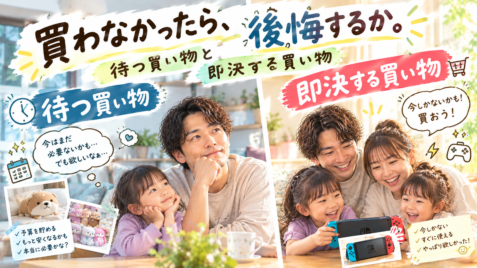 買わなかったら、後悔するか。待つ買い物と即決する買い物